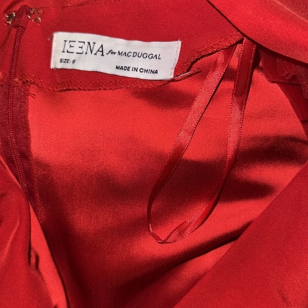 NWOT Mac Duggal 2630 Plunge Neck Embellished Cut Out Gown Red Sz 8